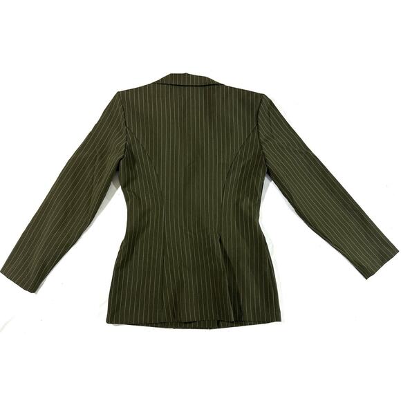 Victoria Ashley New York Olive Pinstripe Double Breasted Blazer Women’s 5/6 - Picture 9 of 9